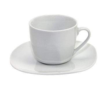 6er Set Kaffeetassen mit Untertassen Casetta Porzellan weiß Dekor Kaffee Tassen
