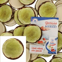 sturz-deckel-holz-50er-set-mit-heft.jpg 50er Set Deckel To 82 Holzdekor passend für 230ml / 350ml / 435ml Gläser incl. Diamant-Zucker Gelierzauber Rezeptheft_Bild_1