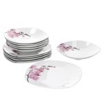 Tafelservice 12-tlg. Kyoto Orchidee leicht eckig Porzellan für 6 Personen weiß mit Dekor_Bild_6