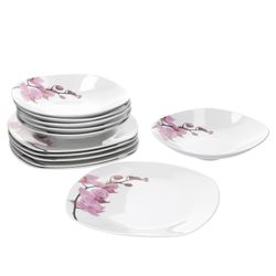 Van-Well-Kyoto-12er-tafel.jpg Tafelservice 12-tlg. Kyoto Orchidee leicht eckig Porzellan für 6 Personen weiß mit Dekor_Bild_6