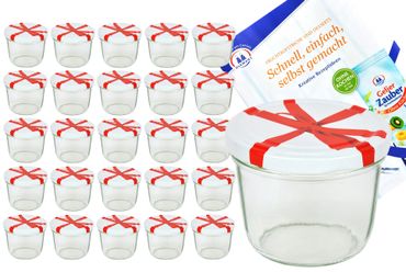 25er Set Sturzglas 230 ml To 82 Schleifendekor Deckel incl. Diamant Gelierzauber Rezeptheft_Bild_1