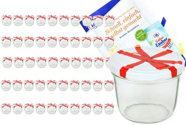 50er Set Sturzglas 230 ml To 82 Schleifendekor Deckel incl. Diamant Gelierzauber Rezeptheft_Bild_4