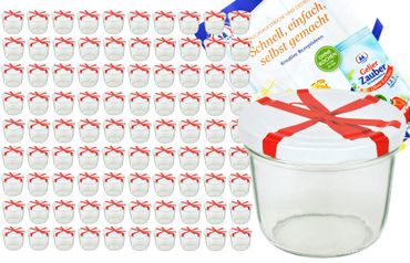 100er Set Sturzglas 230 ml To 82 Schleifendekor Deckel incl. Diamant Gelierzauber Rezeptheft_Bild_4