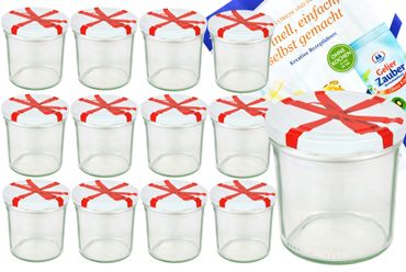 12er Set Sturzglas 350 ml To 82 Schleifendekor Deckel incl. Diamant Gelierzauber Rezeptheft_Bild_4