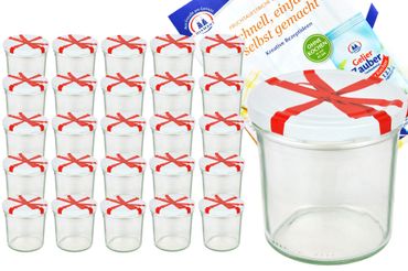 25er Set Sturzglas 350 ml To 82 Schleifendekor Deckel incl. Diamant Gelierzauber Rezeptheft_Bild_4