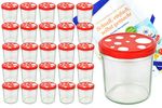 25er Set Sturzglas 350 ml To 82 Fliegenpilz Deckel rot weiß gepunktet incl. Diamant Gelierzauber Rezeptheft_Bild_4