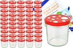 50er Set Sturzglas 350 ml To 82 Fliegenpilz Deckel rot weiß gepunktet incl. Diamant Gelierzauber Rezeptheft_Bild_3