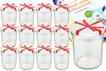12er Set Sturzglas 435 ml To 82 Schleifendekor Deckel incl. Diamant Gelierzauber Rezeptheft_Bild_4