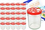 25er Set Sturzglas 435 ml To 82 Fliegenpilz Deckel rot weiß gepunktet incl. Diamant Gelierzauber Rezeptheft_Bild_4