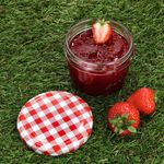 40er Set Sturzglas 230 ml mit rot kariertem Deckel inkl. Diamant Gelierzauber Rezeptheft_Bild_4