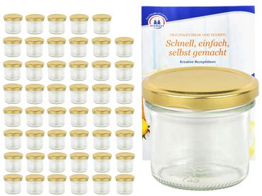 48er Set Sturzglas 125 ml To 66 goldener Deckel incl. Diamant Gelierzauber Rezeptheft_Bild_3
