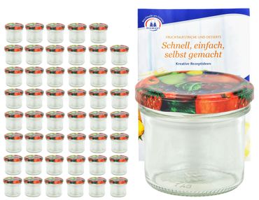48er Set Sturzglas 125 ml To 66 Obst Dekor Deckel incl. Diamant Gelierzauber Rezeptheft_Bild_3