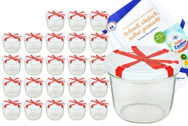 24er Set Sturzglas 230 ml To 82 Schleifendekor Deckel incl. Diamant Gelierzauber Rezeptheft_Bild_4