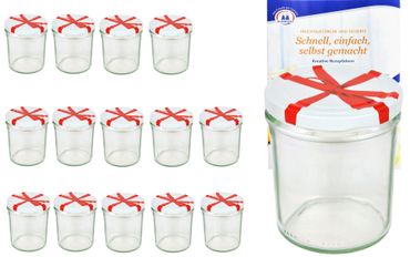 15er Set Sturzglas 350 ml To 82 Schleifendekor Deckel incl. Diamant Gelierzauber Rezeptheft_Bild_4