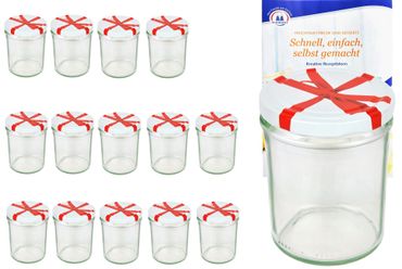 15er Set Sturzglas 435 ml To 82 Schleifendekor Deckel incl. Diamant Gelierzauber Rezeptheft_Bild_4