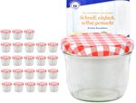 24er Set Sturzglas 230 ml To 82 rot karierter Deckel incl. Diamant-Zucker Gelierzauber Rezeptheft_Bild_2