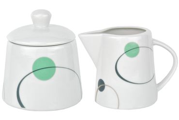 Kaffeeergänzungsset Milchkännchen 22cl & Zuckerdose 30cl Corona Porzellan weiß mit Dekor_Bild_3