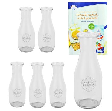 6er Set Weck Gläser 1062ml Saftflasche mit 6 Glasdeckeln inkl. Gelierzauber Rezeptheft von Diamantzucker_Bild_3