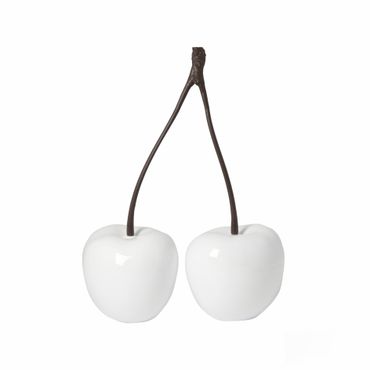 Deko-Doppelkirsche in Weis aus robustem Fiberglas - E2232-S1-W