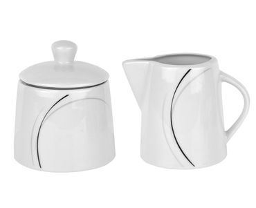 Kaffeeergänzungsset Milchkännchen & Zuckerdose Phönix Porzellan weiß mit Dekor_Bild_3