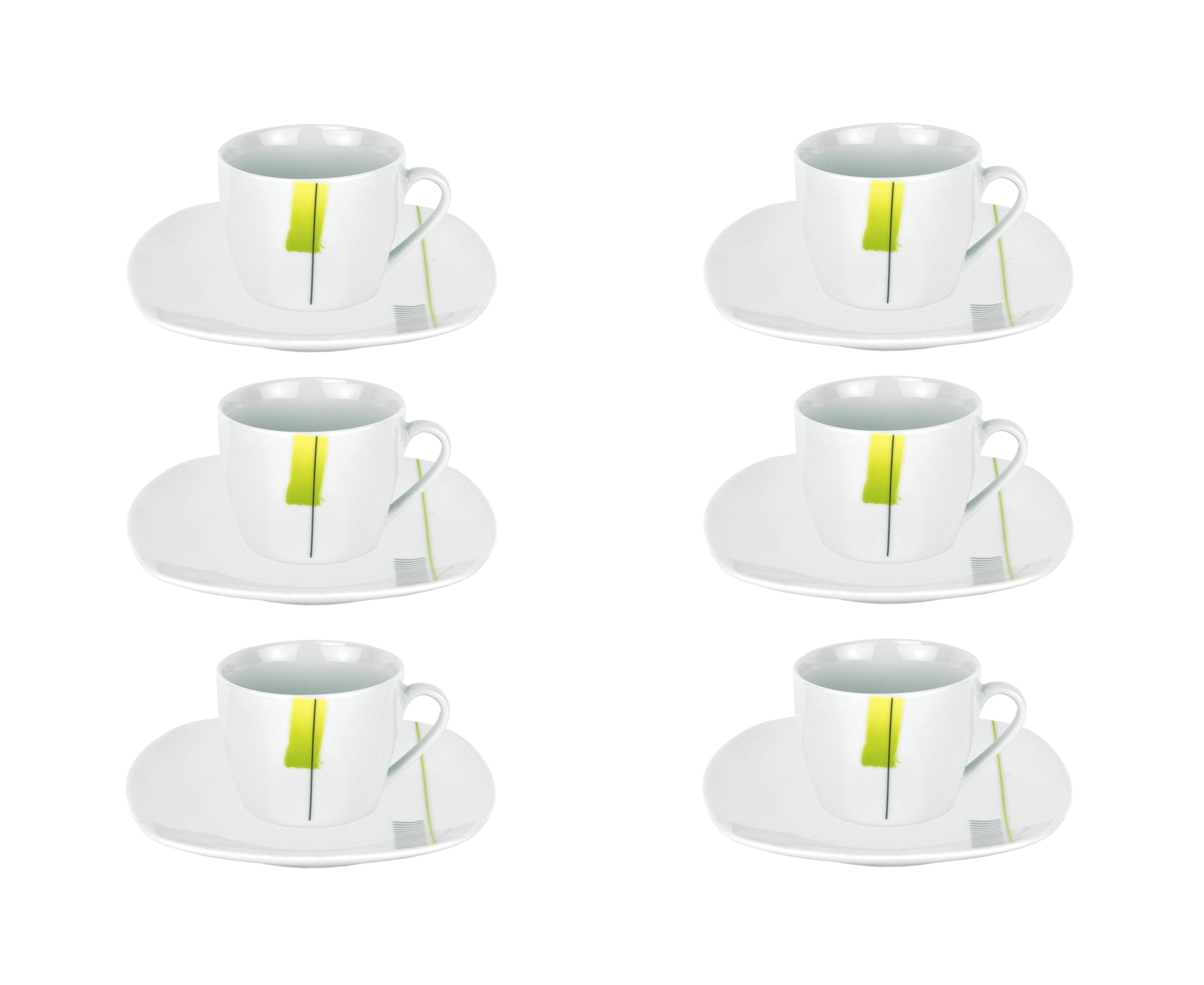 6er Set Espressotasse mit Espressountertasse Manhattan Porzellan weiß