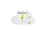 6er Set Espressotasse mit Espressountertasse Manhattan Porzellan weiß mit Dekor_Bild_1