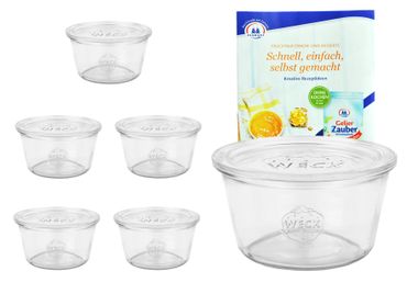 6er Set Weck Gläser 370ml Sturzgläser mit 6 Glasdeckeln inkl. Gelierzauber Rezeptheft von Diamantzucker_Bild_3