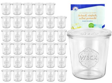 36er Set Weck Gläser 580ml Sturzgläser mit 36 Glasdeckeln inkl. Gelierzauber Rezeptheft von Diamantzucker_Bild_4