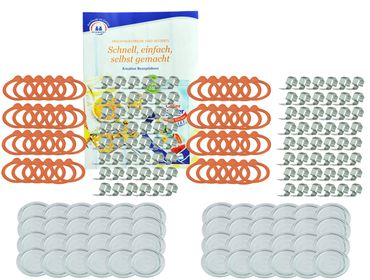 Weck-Einkoch-Set - 48 Glasdeckel 100 mm + 48 Einkochring 100 mm + 96 Weck-Klammern incl. Gelierzauber Rezeptheft von Diamantzucker_Bild_5