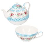 KLASSIK Blüten Blau Tea for One Kanne + Tasse aus Porzellan - 4009_Bild_2