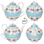 KLASSIK Blüten Blau Tea for One Kanne + Tasse aus Porzellan - 4009_Bild_4