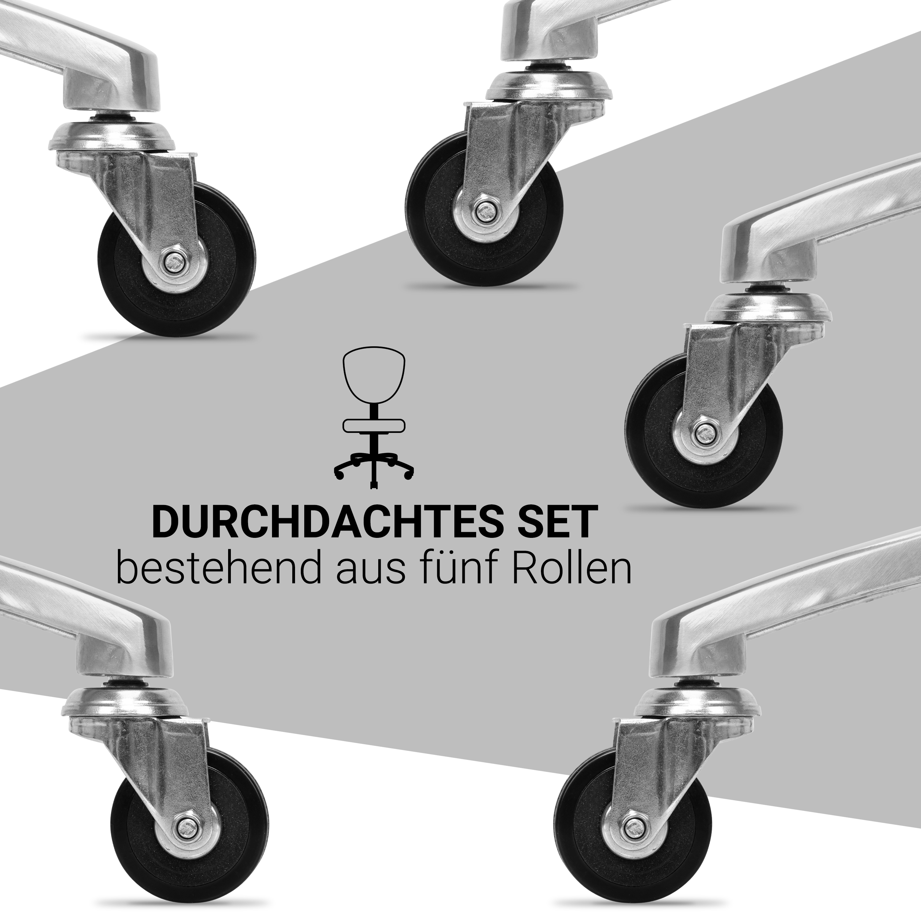 5x Bürostuhl Rollen 11mm Ø50mm Stuhl Rollen Hartboden Laminat Teppich aus Metall