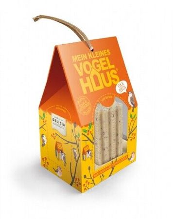 Delicia Vogelfutter Vogelhaus Gartenvögel ganzjährig Futterblock Haus orange/gelb