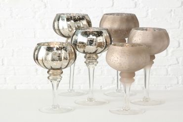 Windlicht Manou Glas lackiert champagner matt/glänzend H30-40cm 3erSet