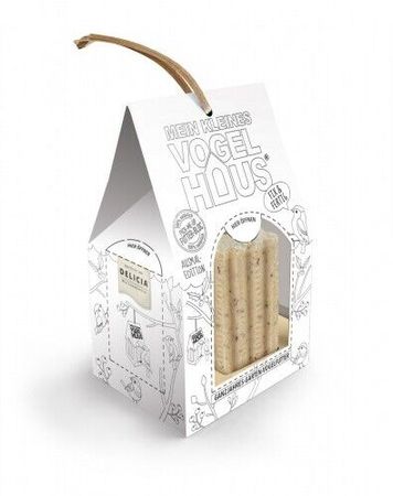 Delicia Vogelfutter Vogelhaus Gartenvögel ganzjährig Futterblock Haus weiß/ausmalbar