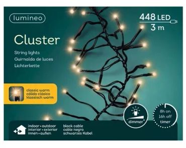 LED Clusterbeleuchtung Outdoor L.300cm 448L schwarz/klassisch warm