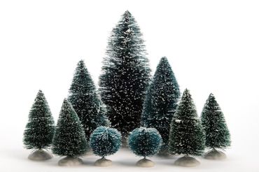 Bäume Kunstbäume mini Kiefer beschneit Winterlandschaft 9 tlg