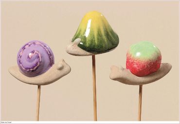 Gartenstecker Schnecke Terrakotta H.26 cm 3er Set