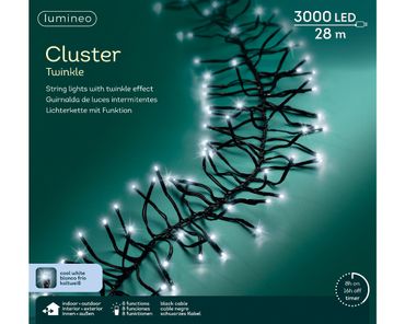 LED Clusterbeleuchtung Twinkle Effekt L.2800cm 3000L schwarz/kaltweiß
