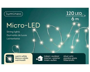Micro LED Strangbeleuchtung Dauerbetrieb Outdoor L.595cm 120L silber/warmes weiss