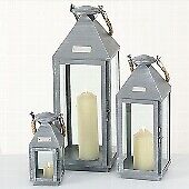 Laterne Hannibal Indoor Eisen grau H24-55 cm indoor 3er Set
