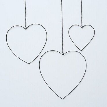 Herzen Dekohänger Eisen schwarz H 20 - 35 cm 3er Set
