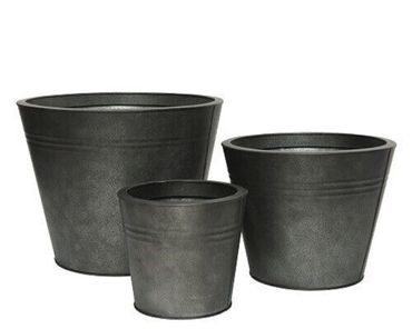 Topf Blumentopf Pflanztopf Übertopf Zink rund schwarz antik 3er Set