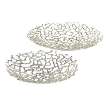 Dekoschale Fidan Ø32/40cm H6/7 cm Aluminium Silber 2er Set