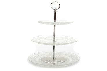 Etagere Glas Gebäckschale Kuchenplatte Pralinenschale 3 stufig klar Ø 25 cm H 37