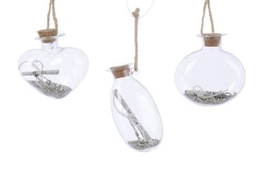 Glasflasche Hänger mit Notenblatt 3er Set