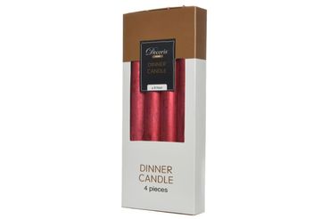 Kerze Wachs Stabkerze Metalic weihnachtsrot rustikal 4 Stk H 25 cm