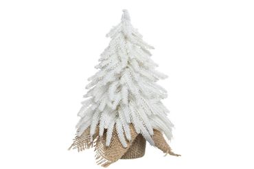 Mini Weihnachtsbaum im Jutesack 20x20x35 cm weiß