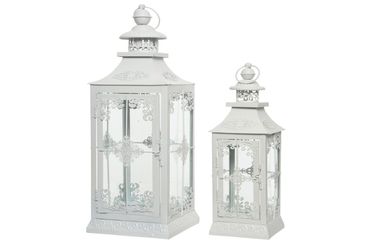 Laterne Eisenlaterne romantik Windlichtlaterne creme 2er Set