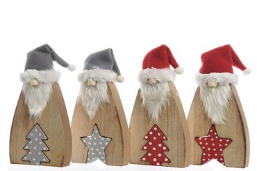 Zwerge Nikolaus Holz Zipfelmütze Grau oder Rot H 20,5 cm 2 er Set